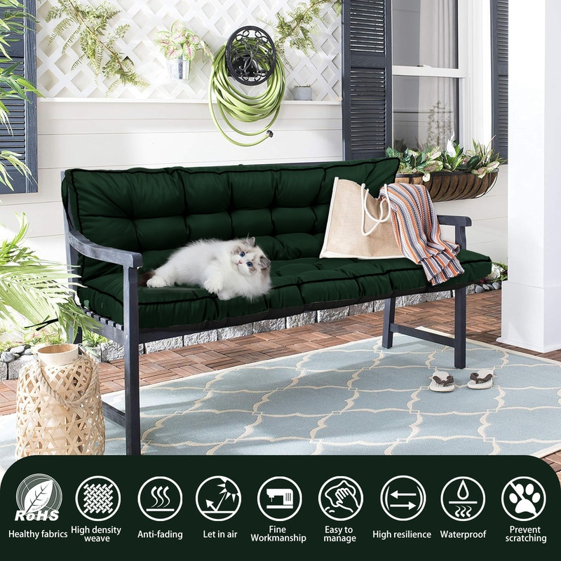 Outdoor Swing Cushions 55 inch Waterproof Porch Swing Cushions 3 Seater Replacement with Backrest 4 Thicken Bench Cushion On Sale Bed Bath Beyond 40759256