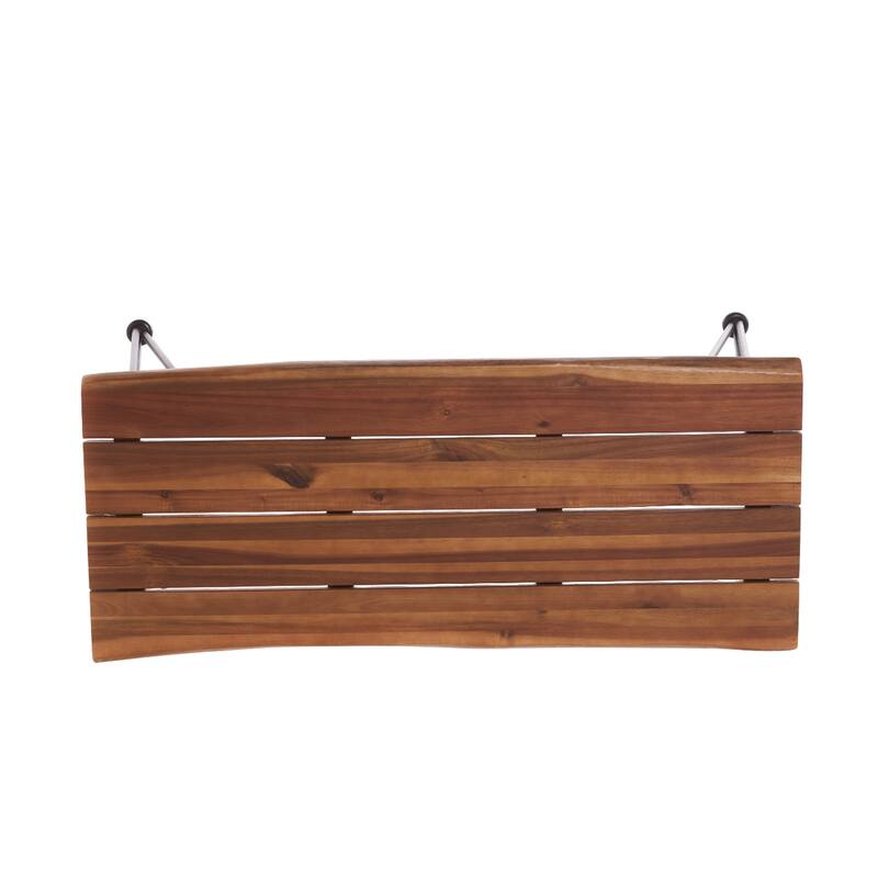 Zoe Outdoor Coffee Table, Hairpin Legs, 43in Brown Slatted Acacia Wood