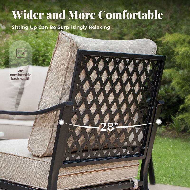 MAISON ARTS 4-Seat Patio Conversation Sets with 2 Rocking Sofa Chairs, 1 Loveseat Sofa and 1 Coffee Table