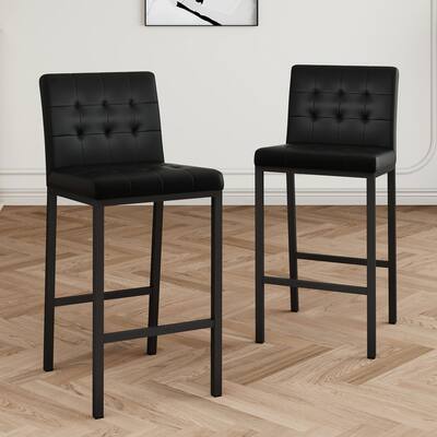 Modern Design High Stool Metal Legs Kitchen Restaurant Black Pu Bar Chair