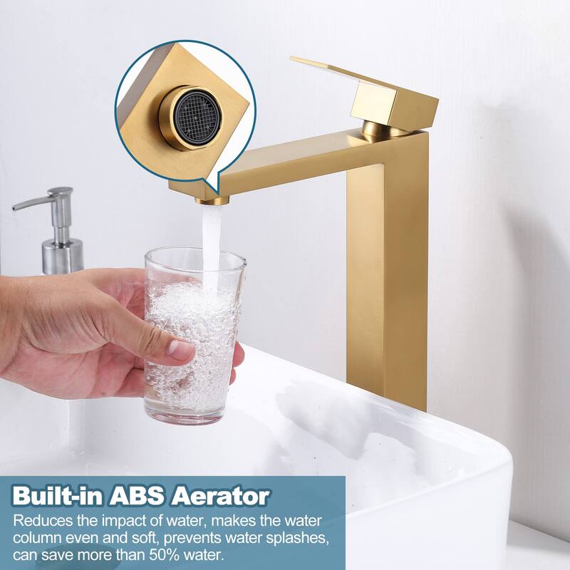 WOWOW Single Handle Single Hole High Arc Bathroom Vessel Faucet