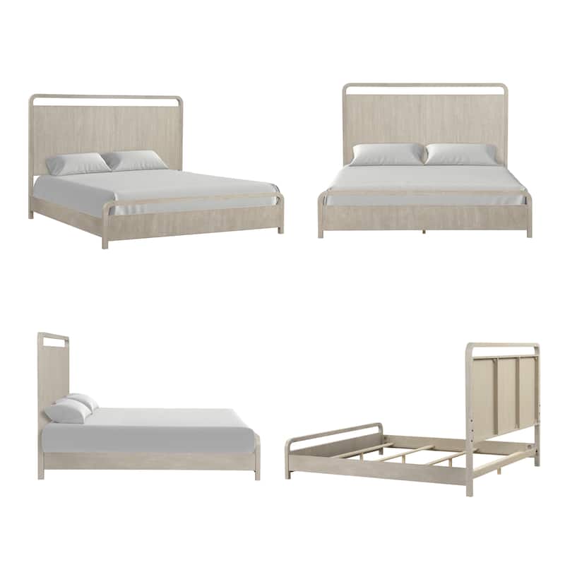 Roundhill Furniture Tavari 6-Piece Bedroom Set with Panel Bed, Dresser, Mirror, Two Nightstands, and Chest in Light Gray