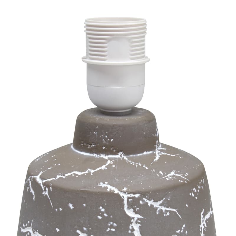Modern Ceramic Table Lamp with Fabric Drum Shade Compact Marble Inspired Design - 7.09” x 7.09” x 13.30”