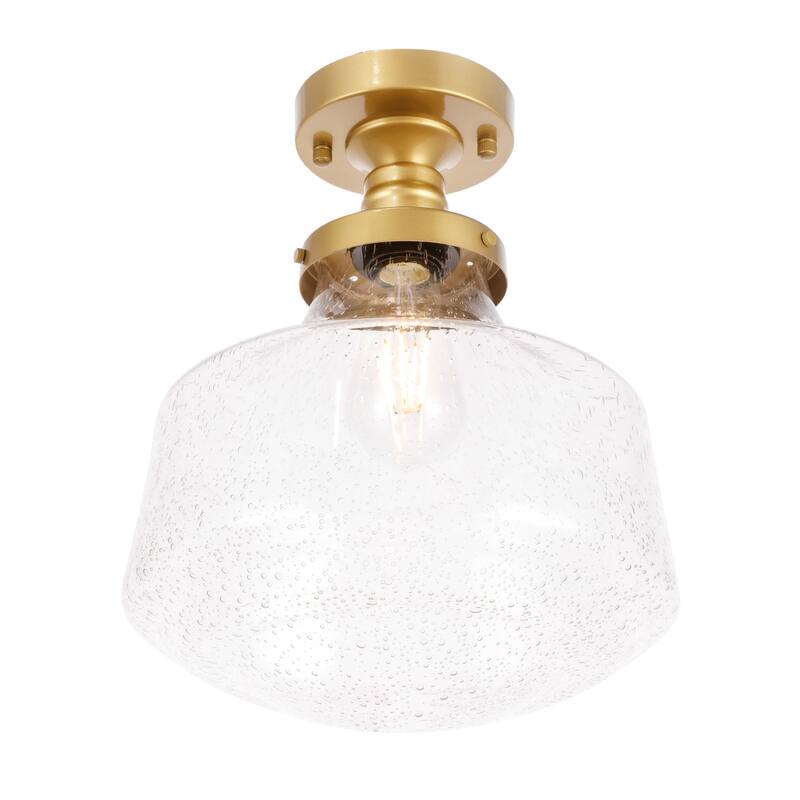 Klyle 1-Light Clear Bubble Glass Flush mount