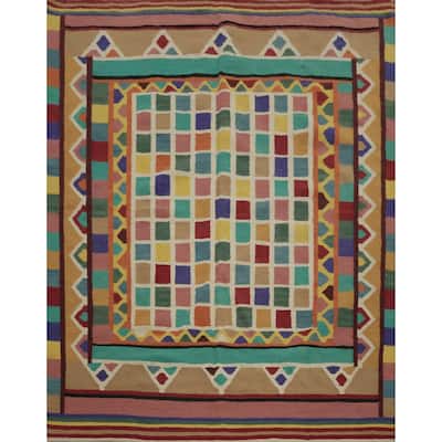 Hand Woven Oriental 100% Wool Carpet Southwestern Modern Multi-Colored Kilim Area Rug - 6' 0'' X 5' 10''