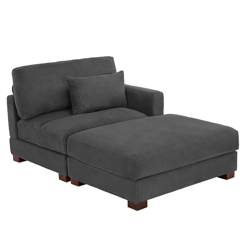 Modern 43'' Corduroy Comfy Sectional Chaise Lounge with Pillow