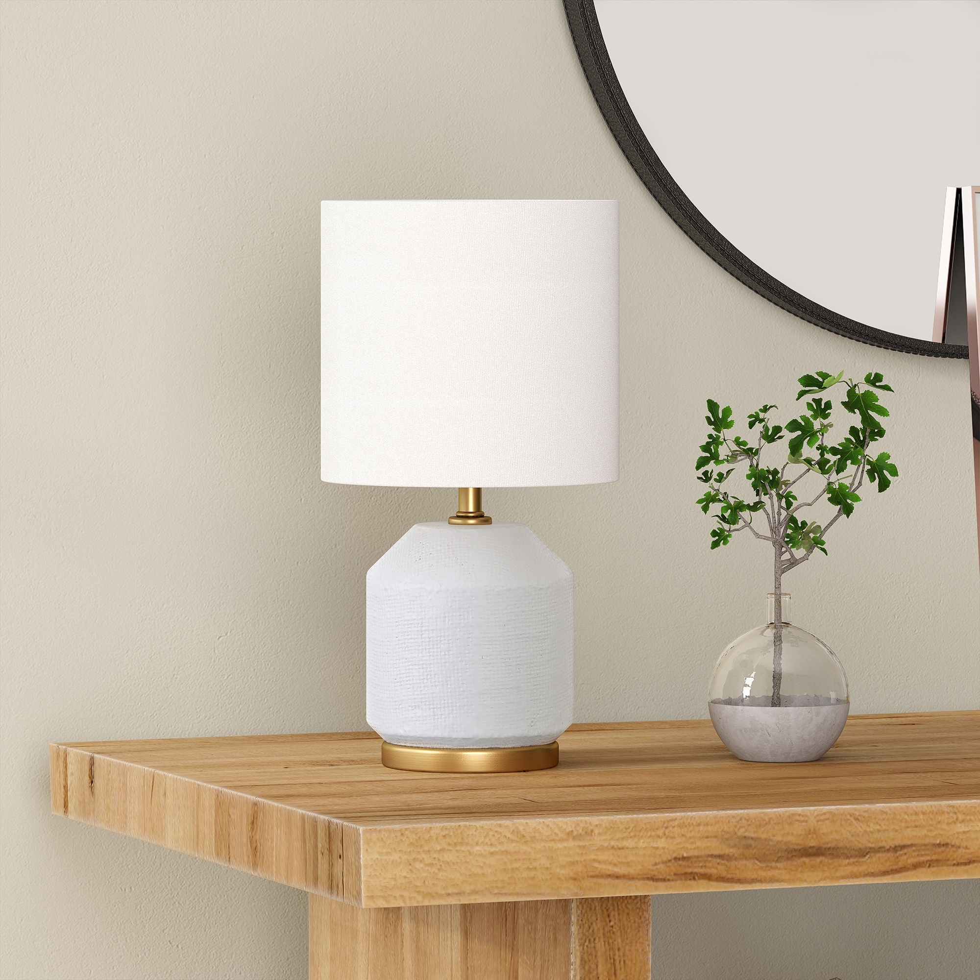 Esther 15" Tall Textured Ceramic Mini Lamp with Fabric Shade - 5.5" Wide