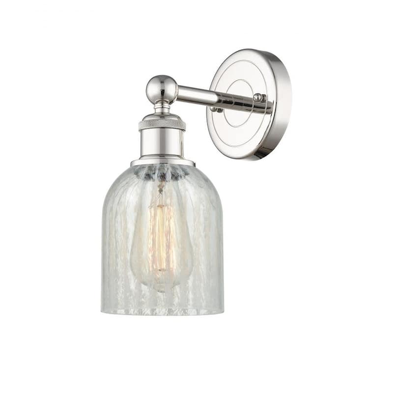 Innovations Lighting 616-1W-12-5 Caledonia Sconce Caledonia 12" Tall - Polished Nickel / Mouchette