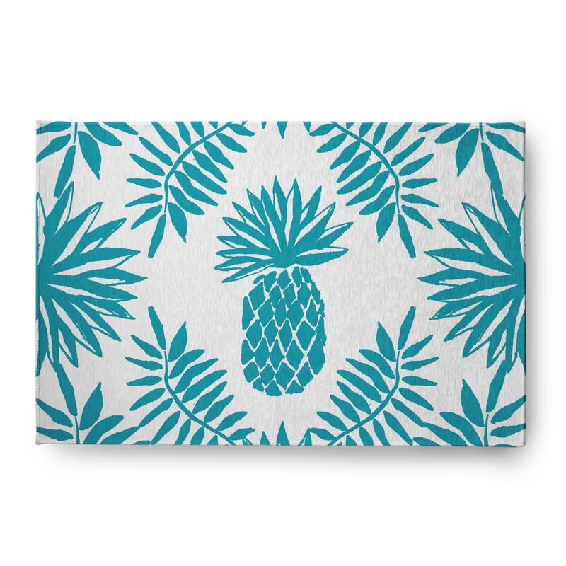 Pineapple Leaves Spring Chenille Rug - 4' x 6' - Explorer Blue