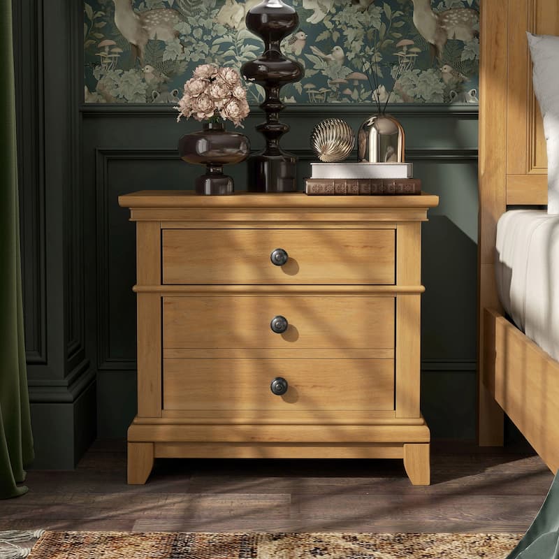 Furniture of America Wellington Farmhouse Natural Oak Wood 2-Drawer Nightstand - Natural Oak
