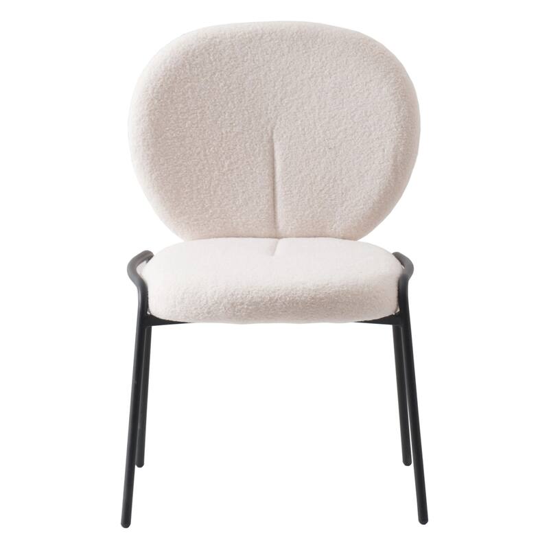 Celestial Modern Boucle Dining Chairs - Upholstered Accent Side Chairs with Black Powder-Coated Iron Frame Set of 2