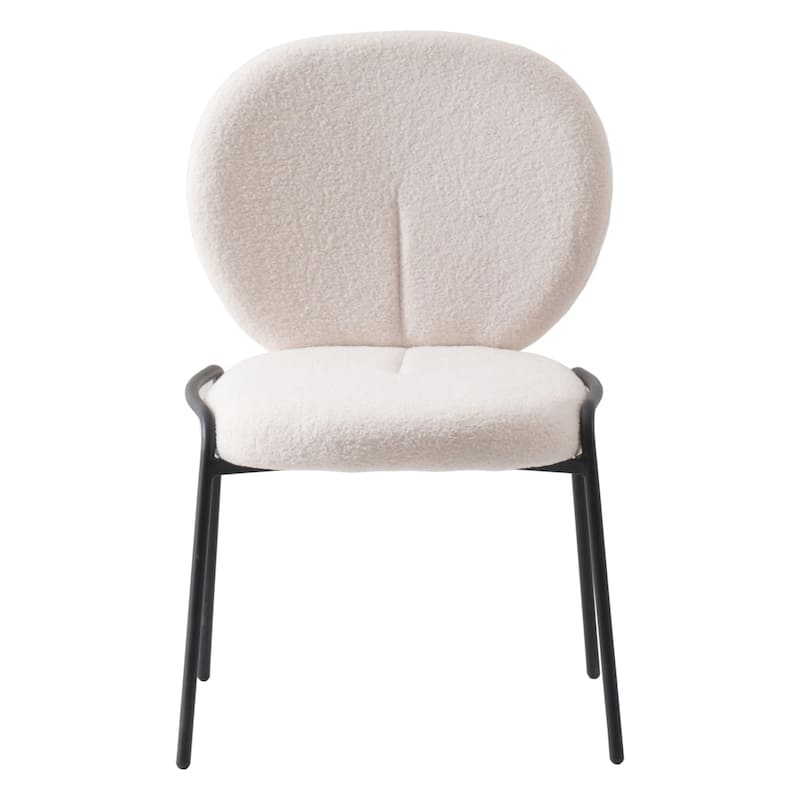 Celestial Modern Boucle Dining Chairs - Upholstered Accent Side Chairs with Black Powder-Coated Iron Frame Set of 4