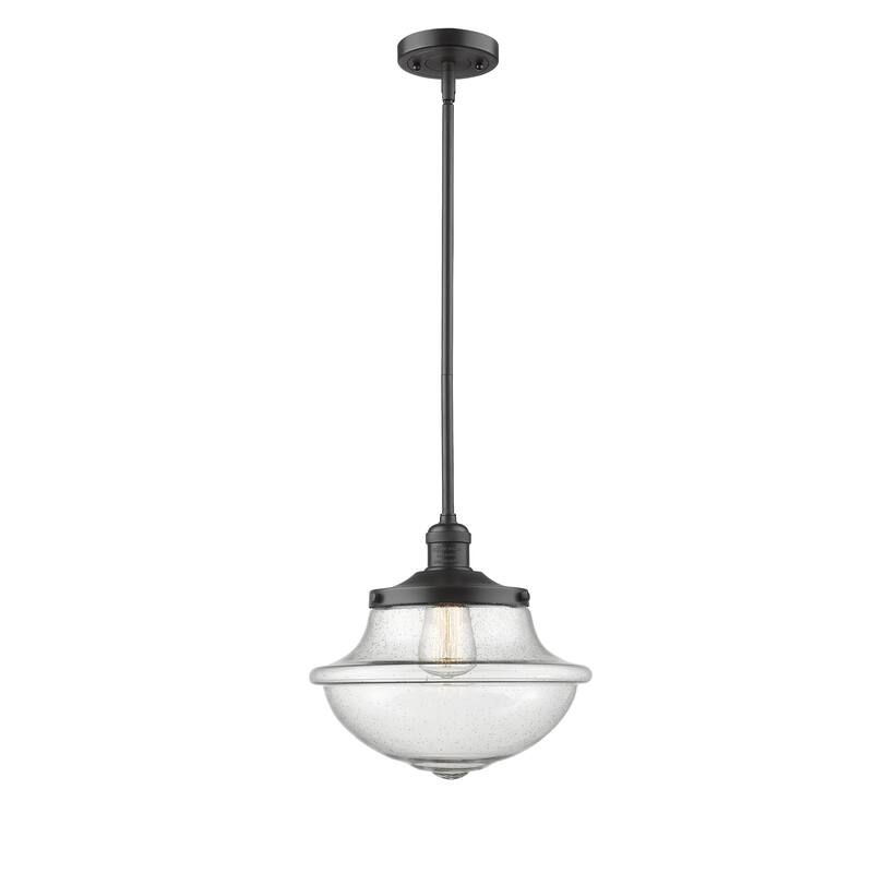 Innovations Lighting Franklin Restoration Oxford - 1 Light 12" Stem Hung Mini Pendant - Oil Rubbed Bronze/Seedy