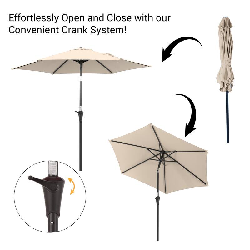BONOSUKI Patio 7.5FT Market Umbrellas Table Umbrella With Tilt Button