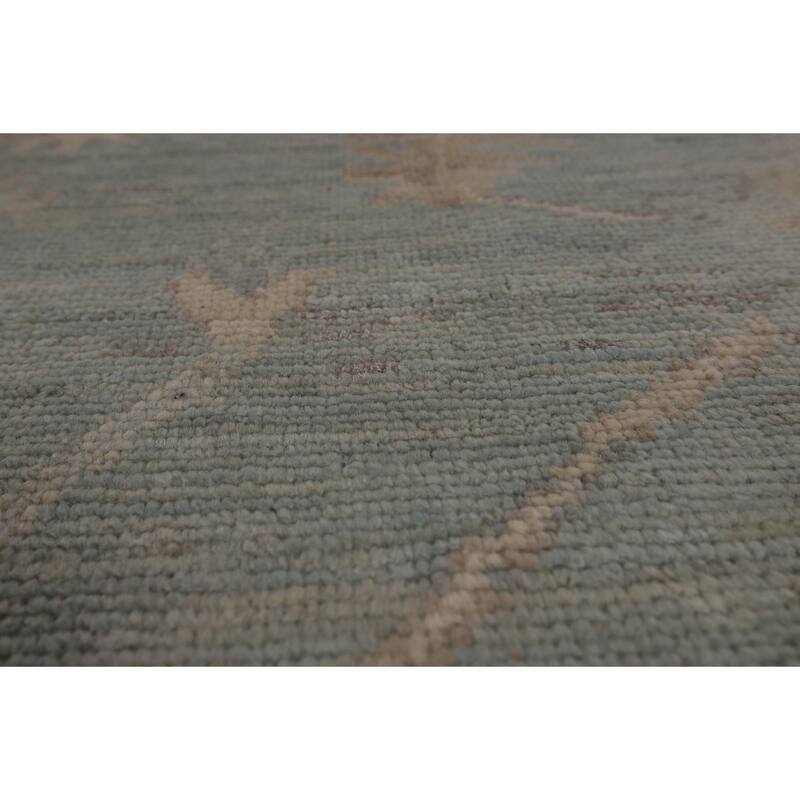 Blue Oushak Vegetable Dye Turkish Area Rug Hand-Knotted Wool Carpet - 8'2"x 10'3"