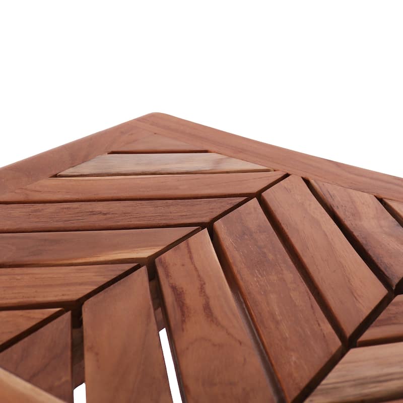 Chevron Teak Shower Stool - N/A
