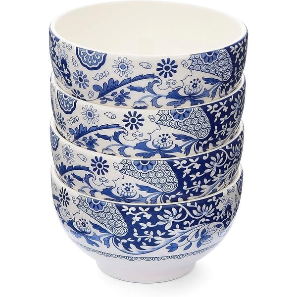Spode Set of 4 Blue Italian Brocato Bowls - 4.3" D x 2" H