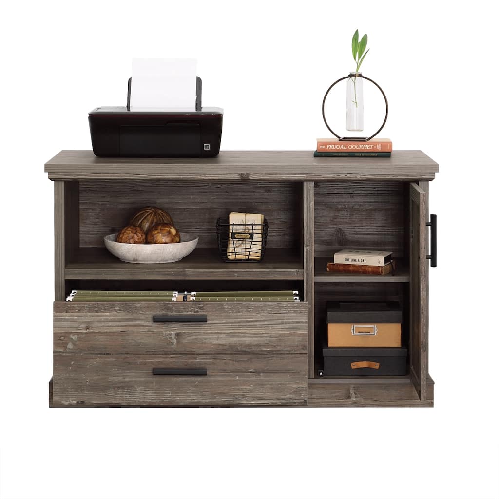 Wood File Credenza with Adjustable Shelf, Brown - 47.09"W x 19.45"D x 29.76"H