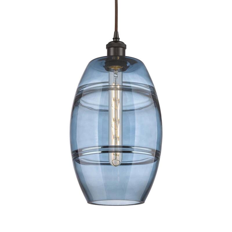Innovations Lighting 516-1P-10-8 Vaz Pendant Vaz 8" Wide Mini Pendant - Oil Rubbed Bronze / Princess Blue
