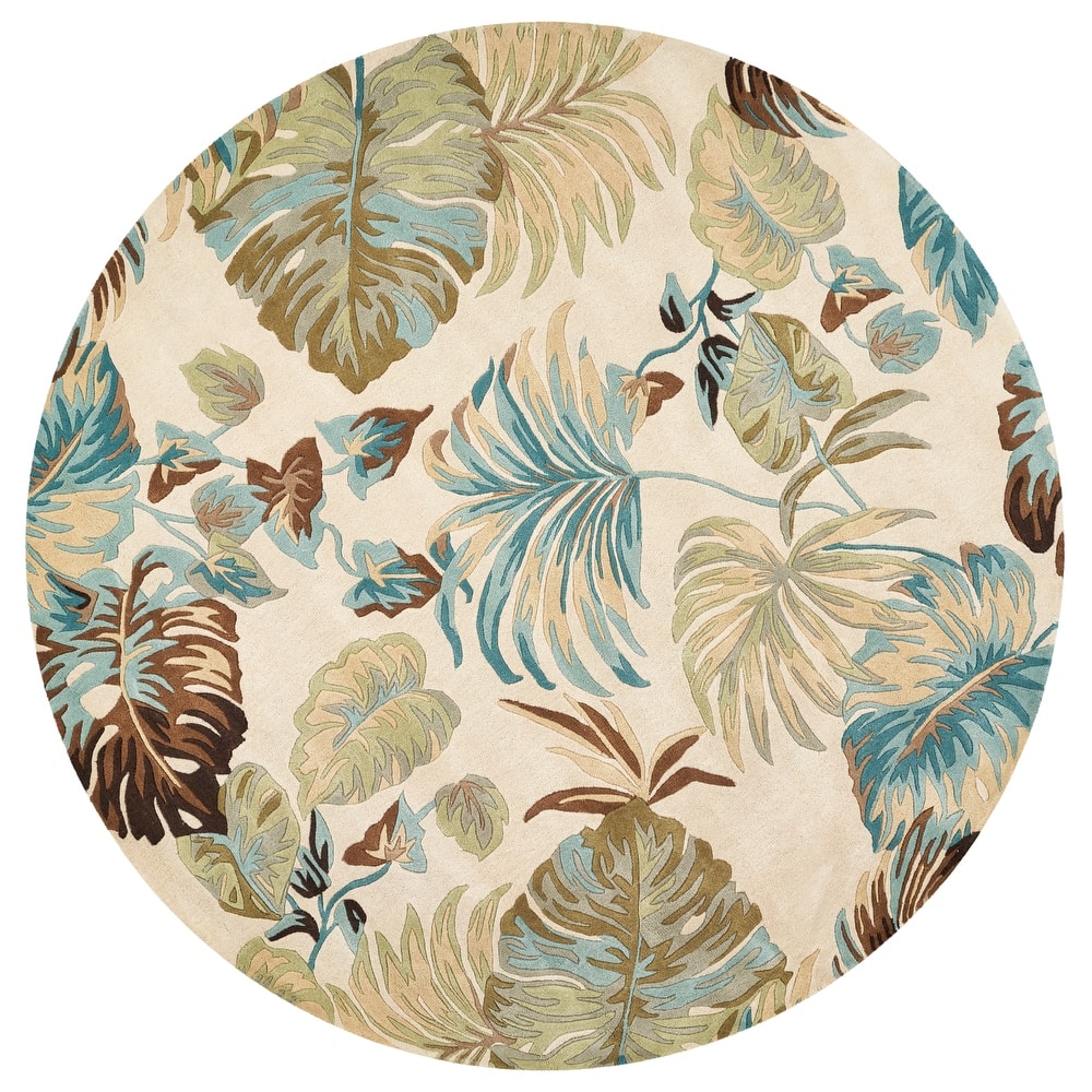 Domani Ivory/Blue Botanical Tropics Hand-Tufted Wool Area Rug