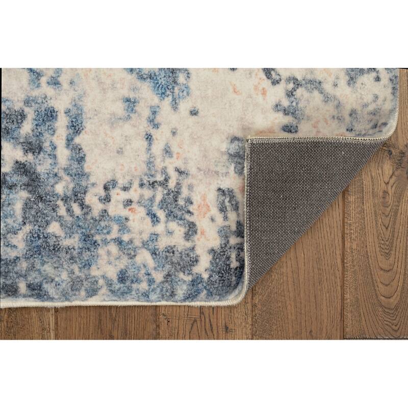 Domani Comfort Distressed Ombre Blues Faux Fur Area Rug