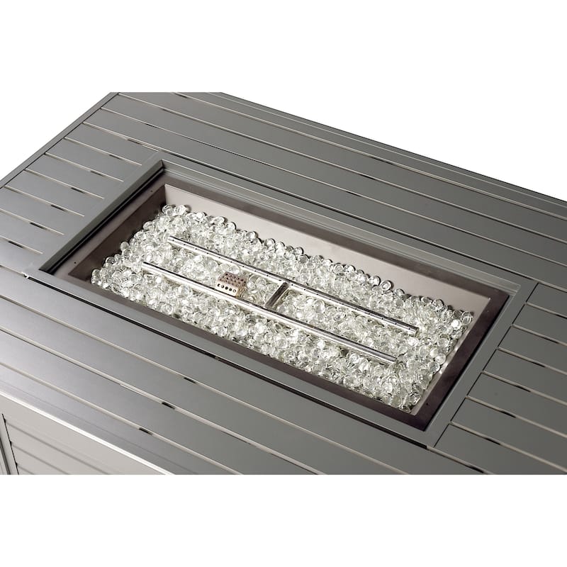 Rectangular 48 in. x 36 in. Aluminum Propane Fire Pit Table, Glass Beads, Two Covers, Lid, 57,000 BTUs - N/A