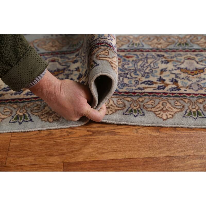 Hand Knotted Oriental 100% Wool Carpet Traditional Floral Greys & Charcoal Kashan Area Rug - 9' 6'' X 6' 6''