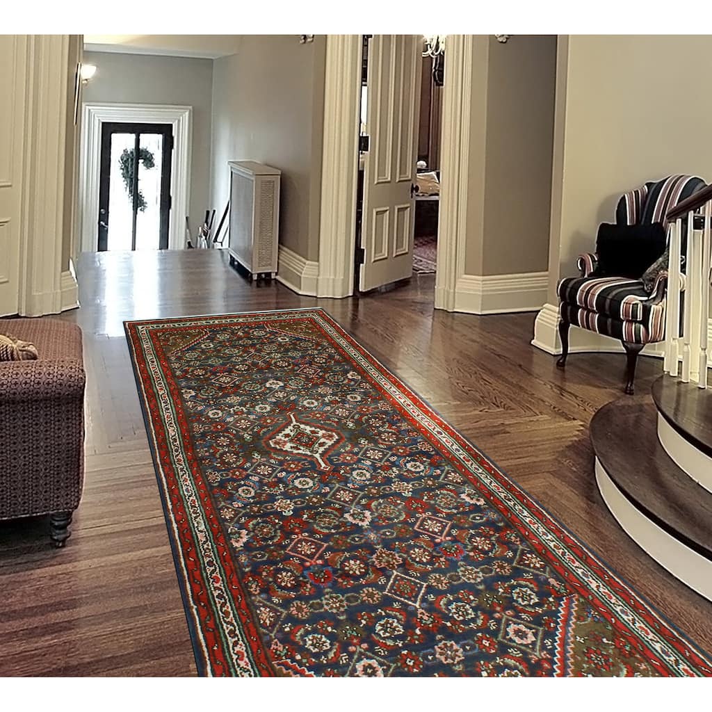 Fine Vintage Distressed Crichton Navy/Ivory Runner - 3'7" x 9'5"