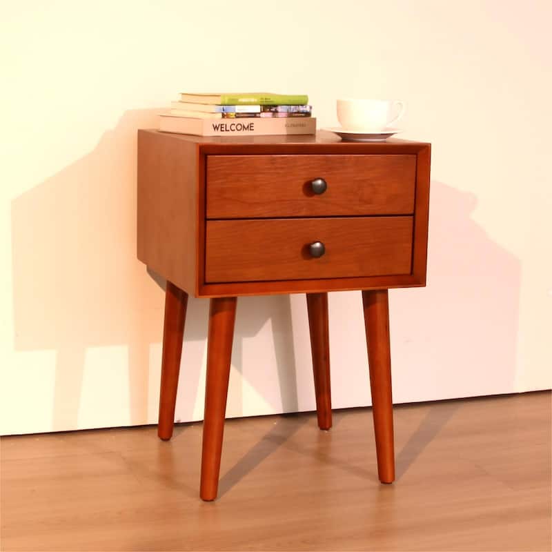 Nightstand with 2-Drawers, Small Side End Table with Storage