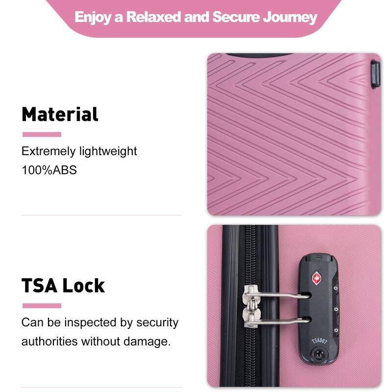 ABS 4-Piece Luggage Set with TSA Lock, Rotating Spinner Wheels, 16", 20", 24", 28" Suitcases for Travel