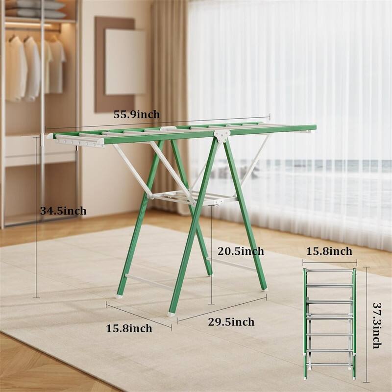Clothes Drying Rack,63 Inches Foldable Aviation Aluminum Alloy Drying Rack,