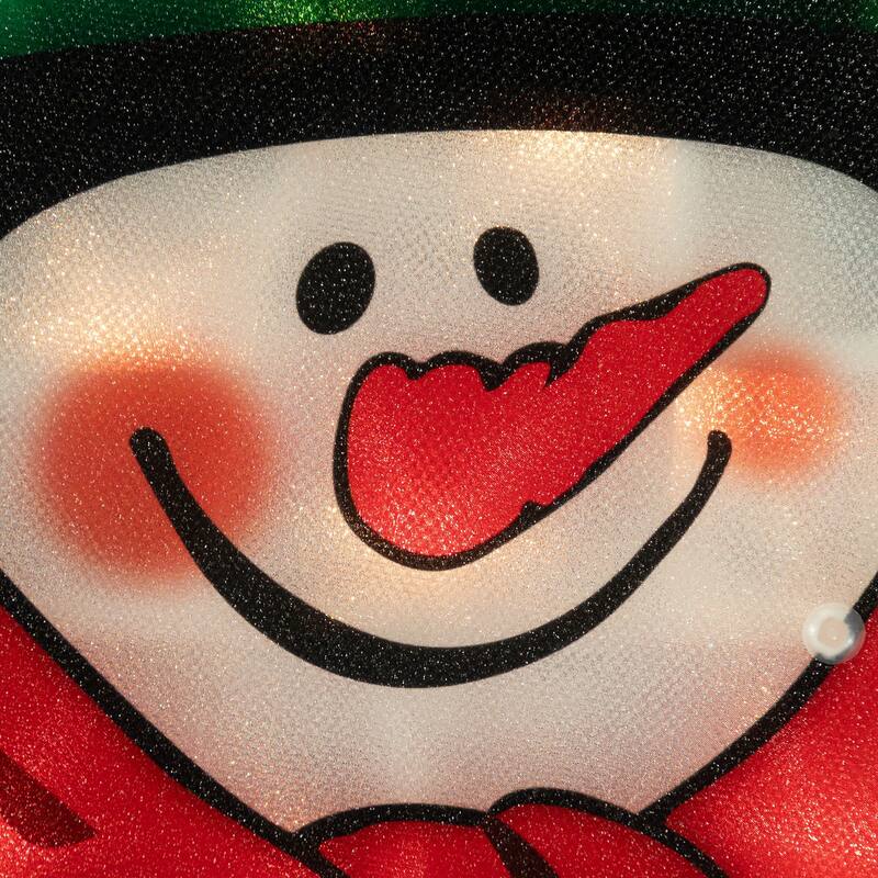 17.5" Lighted Snowman with Broom Christmas Window Silhouette