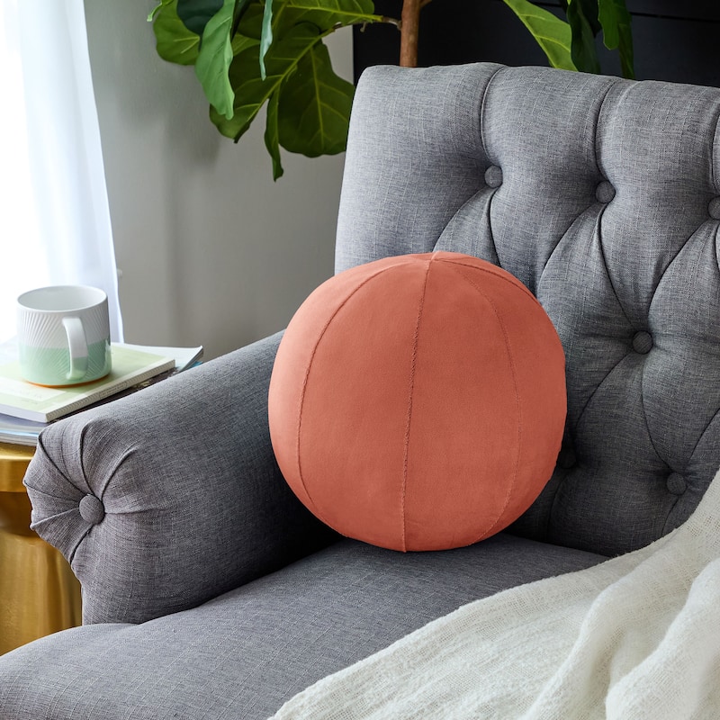 Sorra Home Solid Velvet Indoor Knife Edge Ball Pillow Single