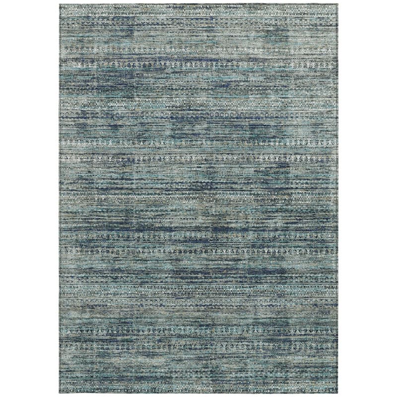 HomeRoots Striped Transitional Rectangle Outdoor Rug