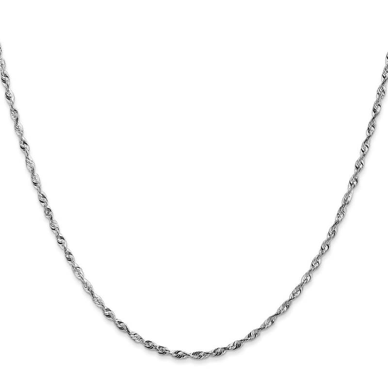 Curata 10k White Gold Unisex 1.8mm Diamond Cut Lightweight Rope Chain Bracelet Options: 7" 8" 9"