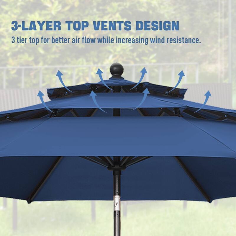 Autlaycil 10FT 3-tier Tilting Patio Umbrella With Base