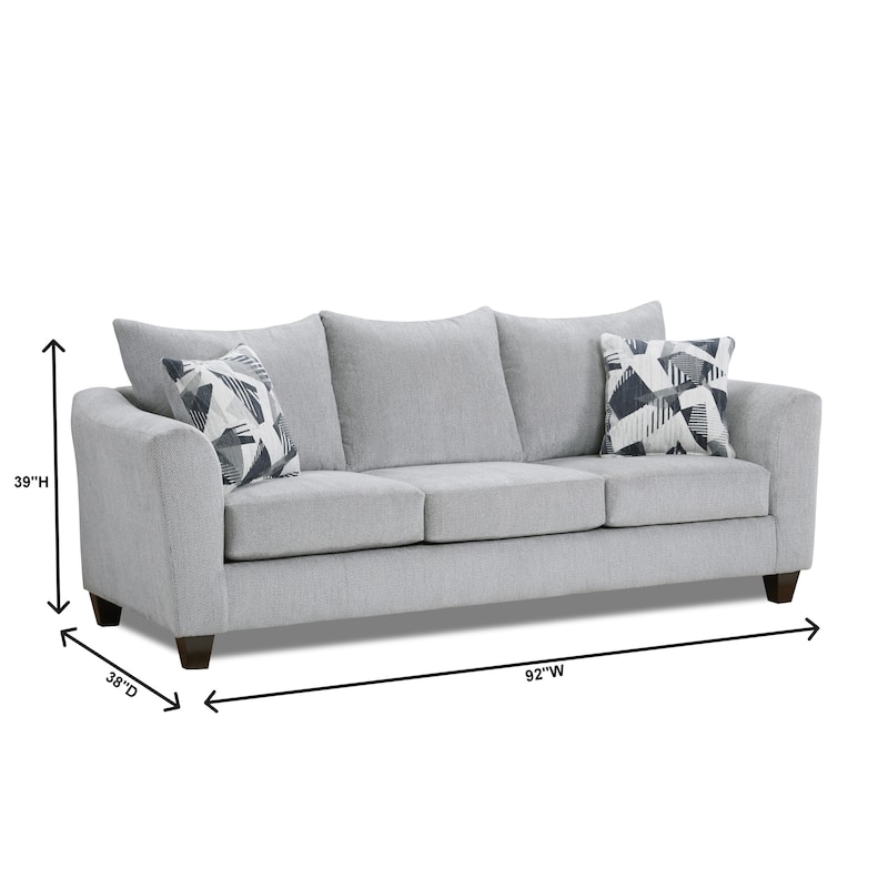 Roundhill Furniture Duleek 2-Piece Living Room Set, Sofa and Loveseat, Herringbone Silver