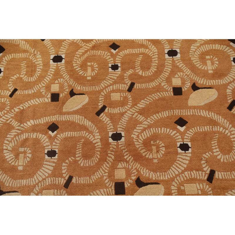 All-Over Nepalese Oriental Large Rug Hand-knotted Wool Carpet - 10'9" x 15'0"