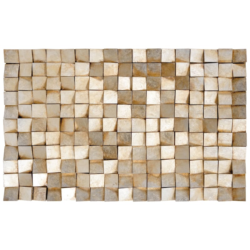 "Textured 1" Handed Painted Rugged Blocks with Yellow Leaf Wall Art Decor