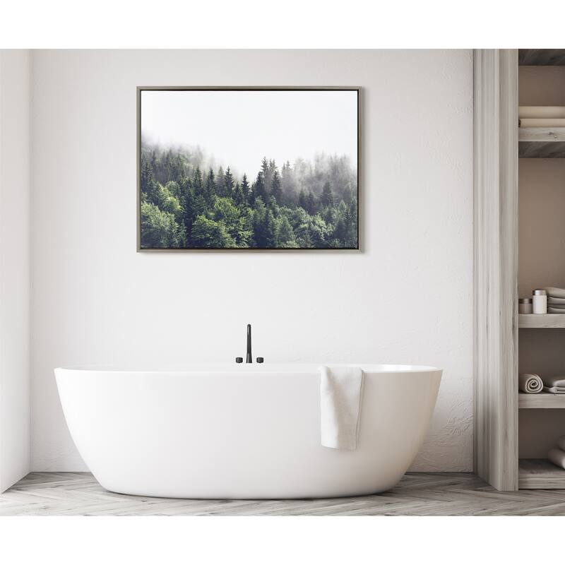 Kate and Laurel Sylvie Fog Framed Canvas by The Creative Bunch Studio
