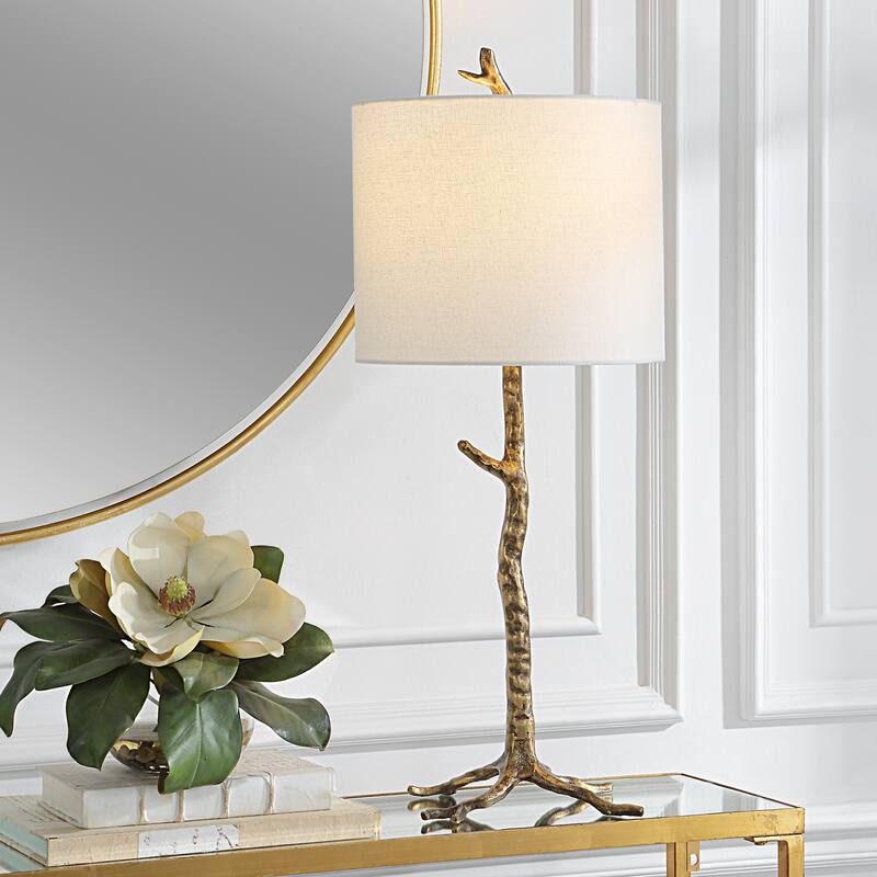 Rustic Table Lamp with Gold Finish - 12"D x 12"W x 29.5"H