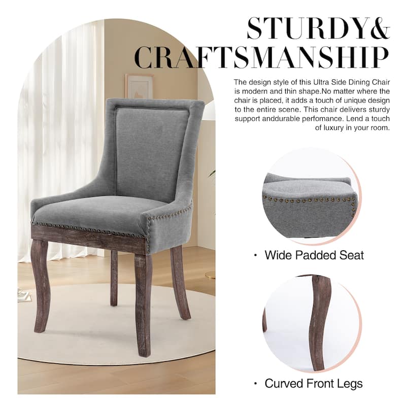 Traditional Tufted Ultra Upholstered Wingback Dining Chair Set of 6