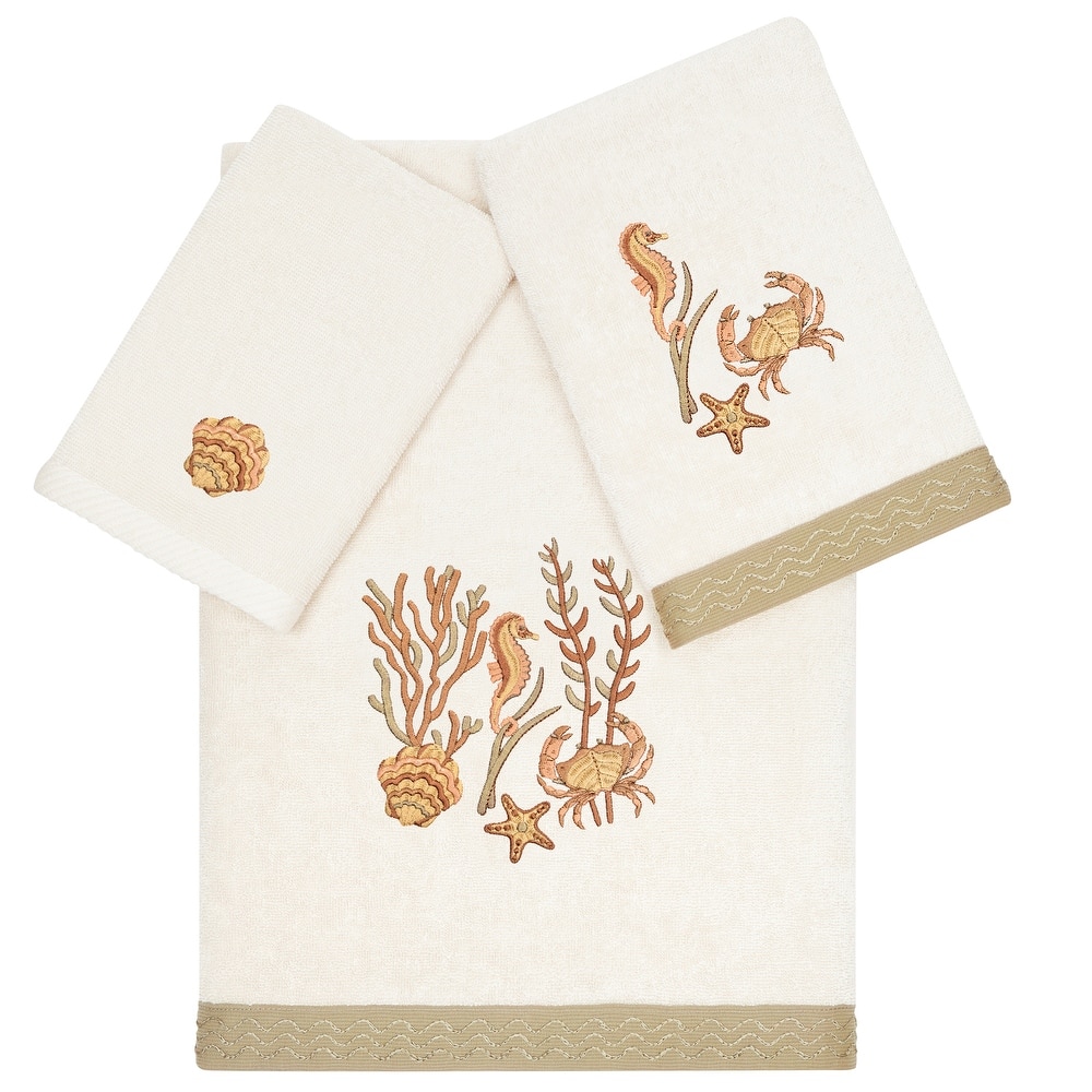 Authentic Hotel and Spa Turkish Cotton Aaron 3PC Embellished Towel Set