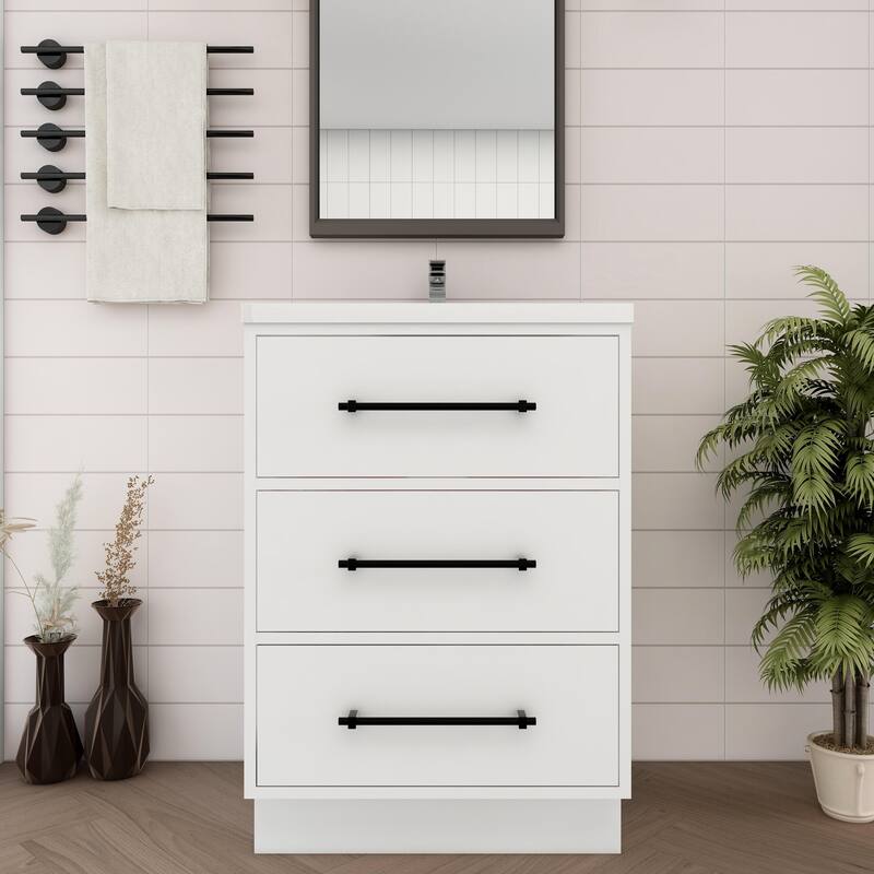 Victoria 24'' Freestanding Vanity with Reinforced Acrylic Sink - 23.5 - Glossy - Gloss White