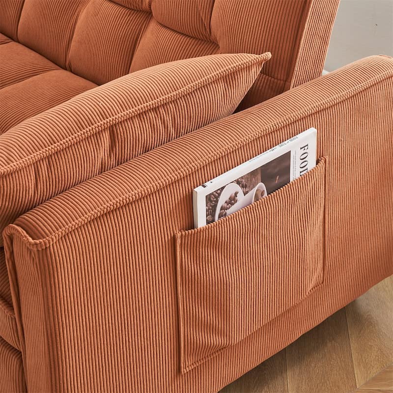 Modern Corduroy Sofa Bed with Adjustable Back