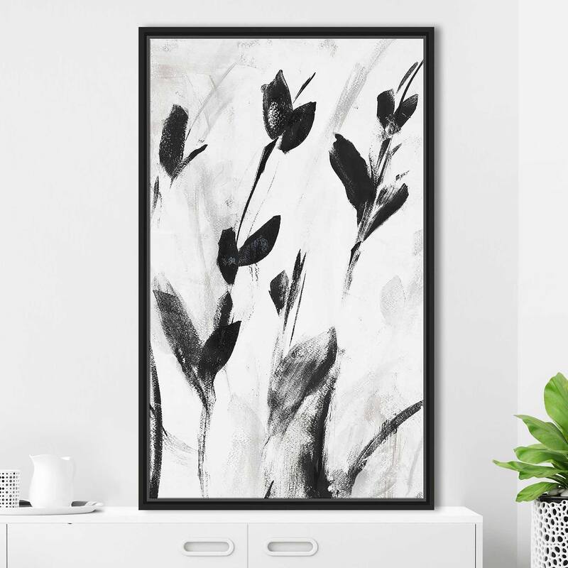"Misty Gray Leaves II" Print on Floating Canvas