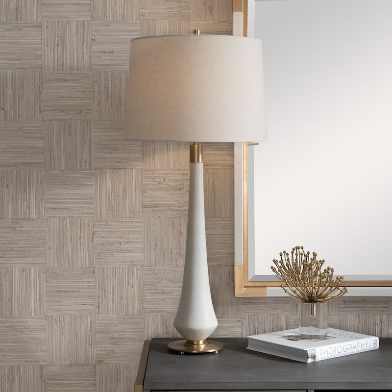 Flared Base Table Lamp with Tapered Drum Shade - 35.5" - Cream