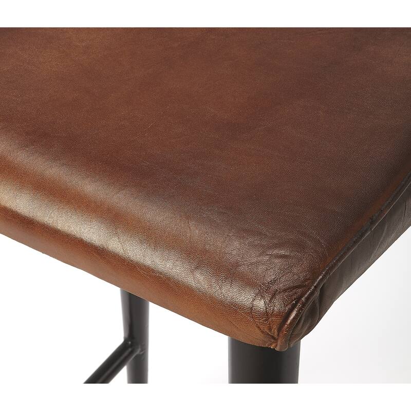Saddle Genuine Leather Rectangular 26" Counter Stool