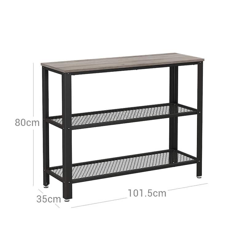 Greige and Black Console Table with Rustic Particleboard Top and Steel Frame - 40”L x 13.8”W x 31.5”H (101.5 x 35 x 80 cm)