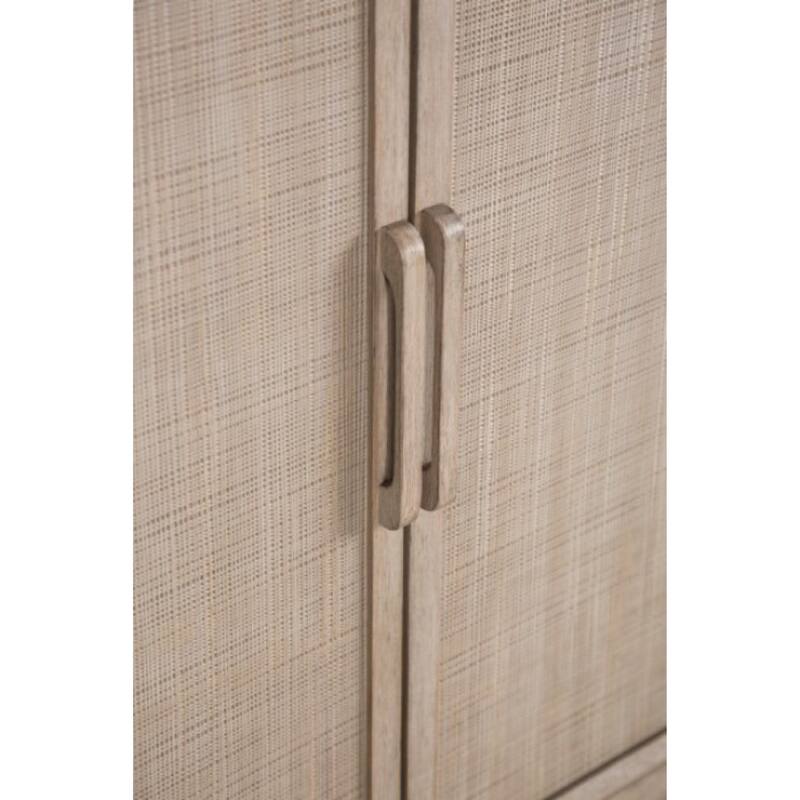 Giva Sideboard Buffet Console 4 Doors, Rattan Patterns, Brown 68 Inch